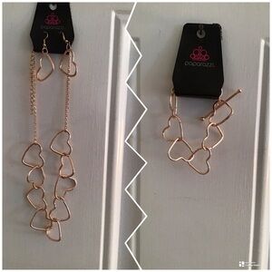 Paparazzi Rose Gold Heart Jewelry Set